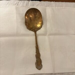 EW Waldo Gilted Gold Wash Silverplate Berry Serving Spoon Ornate Victorian Era